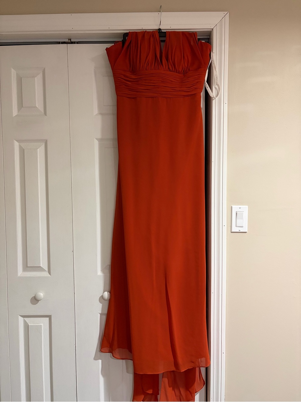Azazie High-Low Halter Style Bridesmaid Dress, Color: Paprika